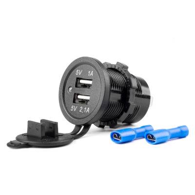 ALL IN POINT ΠΡΙΖΑ ΜΕ 2 ΘΥΡΕΣ USB ΚΑΙ ΚΑΠΑΚΙ ΜΑΥΡΗ 12/24V  5V 3.1A Φ37 mmχ51mm MOD-03 - AIN-173014 LEFKELIS.GR
