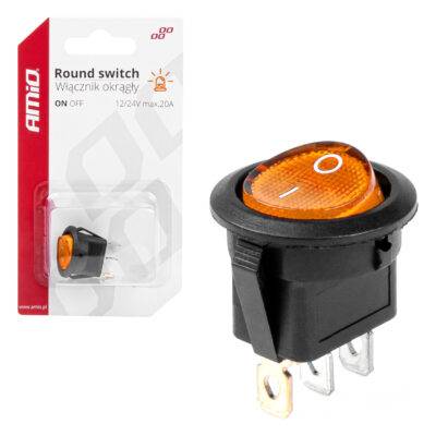 ALL IN POINT ΔΙΑΚΟΠΤΗΣ ON/OFF 3 ΕΠΑΦΩΝ 12/24V 20A ΣΤΡΟΓΓΥΛΟΣ ΜΕ ΚΙΤΡΙΝΟ ΦΩΤΙΣΜΟ  ΑΜΙΟ - 1 ΤΕΜ. - AIN-180674 LEFKELIS.GR