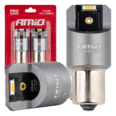 ALL IN POINT ΛΑΜΠΑΚΙΑ PY21W BAU15s 12/24V 6.000K 2xSMD LED FULL CAN-BUS ΠΟΡΤΟΚΑΛΙ PRO SERIES AMIO - 2 Τεμ. - AIN-184756 LEFKELIS.GR