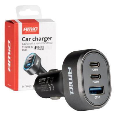 ALL IN POINT ΦΟΡΤΙΣΤΗΣ ΑΝΑΠΤΗΡΑ ΜΕ 3 ΘΥΡΕΣ 2xUSB-C 65W/20W+USB-A QUICK CHARGE 3.0 ΜΑΥΡΟ AMIO - 1 Τεμ. - AIN-183709 LEFKELIS.GR