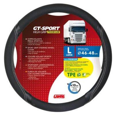 ALL IN POINT Κάλυμμα Τιμονιού Φορτηγού GT-SPORT Μαύρο με Ασημί Ραφή - 46/48 cm Large - AIN-138107 LEFKELIS.GR