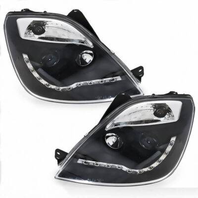 All in Point Μπροστινά Φανάρια Set Για Ford Fiesta 02-05 DRL Μαύρα H1/H1 Με Μοτέρ JunYan 0004089
