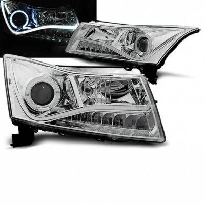 All in Point Μπροστινά Φανάρια Set Για Chevrolet Cruze 09-12 Tube DRL & Angel Eyes & Led Φλας Χρωμίου H7/H1 Manual Sonar 0004091