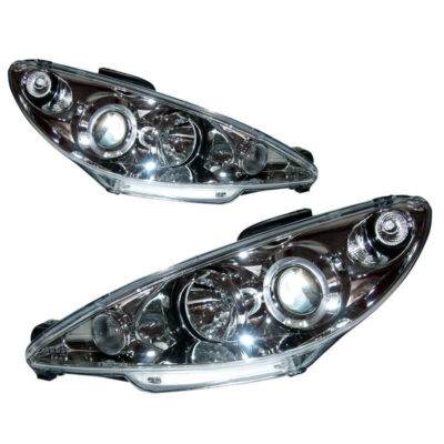 All in Point Μπροστινά Φανάρια Set Για Peugeot 206 98-03 Angel Eyes Χρωμίου H1/H1 Manual Sonar 0004098