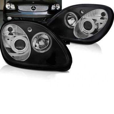 All in Point Μπροστινά Φανάρια Set Για Mercedes-Benz SLK R170 96-04 Angel Eyes Μαύρα H1/H1 Manual Sonar 0004872