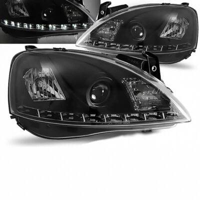 All in Point Μπροστινά Φανάρια Set Για Opel Corsa C 00-06 DRL Μαύρα H1/H1 Sonar 0004873