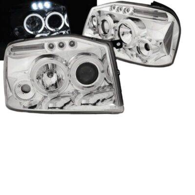 All in Point Μπροστινά Φανάρια Set Για Nissan Navara D22 01-04 Angel Eyes & Led Χρωμίου H1/H1 Manual JunYan 0005095