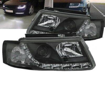 All in Point Μπροστινά Φανάρια Set Για Vw Passat 3B 96-00 DRL Μαύρα H1/H1 Sonar 0005387