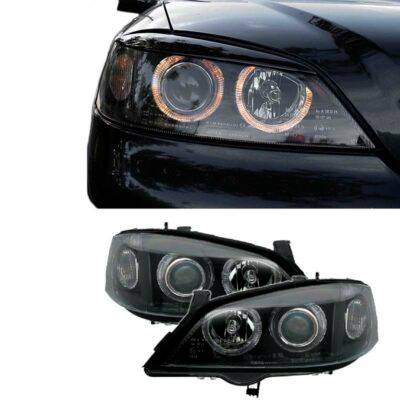 All in Point Μπροστινά Φανάρια Set Για Opel Astra G 97-04 Angel Eyes Μαύρα H7/H7 Depo 0008035