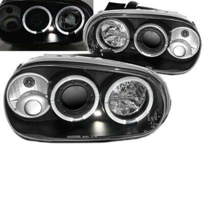 All in Point Μπροστινά Φανάρια Set Για Vw Golf IV (4) 97-03 Angel Eyes & Led Μαύρα H1/H1/H1 Sonar 0008760