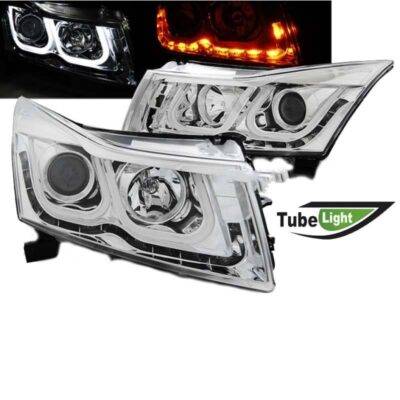 All in Point Μπροστινά Φανάρια Set Για Chevrolet Cruze 09-12 Tube DRL & U Angel Eyes & Led Φλας Χρωμίου H7/H1 Manual Eagle Eyes 0010304