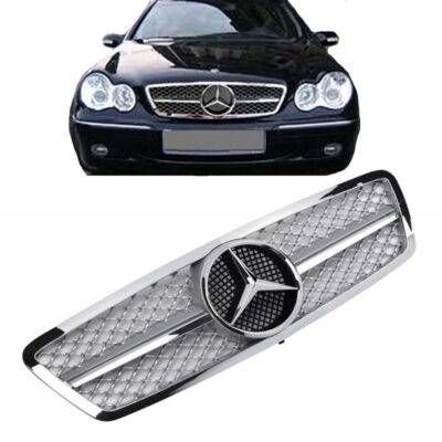 All in Point Μάσκα Για Mercedes-Benz C-Class W203 00-07 Amg Look Με Μονή Γρίλια Χρώμιο/Ασημί 1 Τεμάχιο 0010959