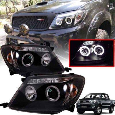 All in Point Μπροστινά Φανάρια Set Για Toyota Hilux 05-11 Angel Eyes & Led Black H1/H1 Manual Sonar 0012083