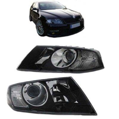All in Point Μπροστινά Φανάρια Set Για Skoda Octavia 1Z 04-08 Projectors Black H7/H1 Depo 0014466