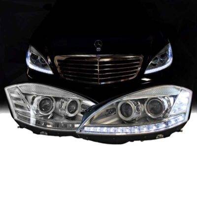 All in Point Μπροστινά Φανάρια Set Για Mercedes-Benz S-Class W221 05-09 DRL Facelift Look Χρωμίου D1S/H8 Με Μοτέρ Carner 0015741