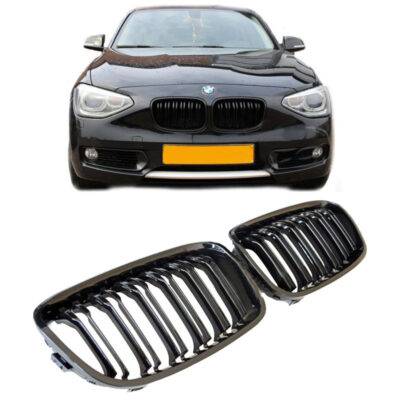 All in Point Καρδιές Μάσκας Για Bmw 1 F20 / F21 11-15 M4 Look Με Διπλή Γρίλια Μαύρο Γυαλιστερό 2 Τεμάχια 0016221