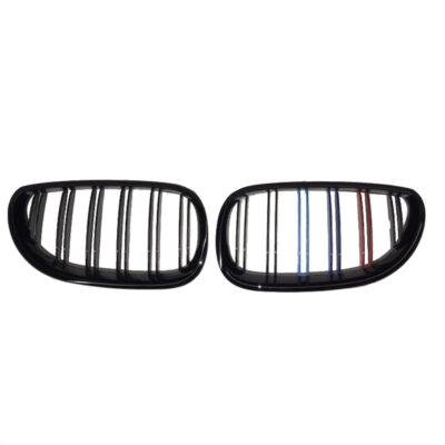 All in Point Καρδιές Μάσκας Για Bmw 5 E60 03-11 M4 Look Με Διπλή Γρίλια Tri-color / Μαύρο Γυαλιστερό 2 Τεμάχια 0018498