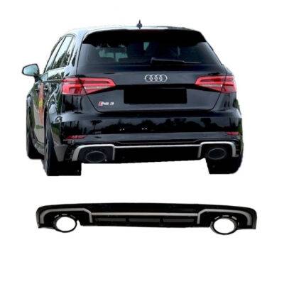 All in Point Diffuser Πίσω Προφυλακτήρα Για Audi A3 8V 16-18 Hatchback RS3 Look Για Standard Προφυλακτήρα Με Μπούκες Από Abs Πλαστικό 0020925