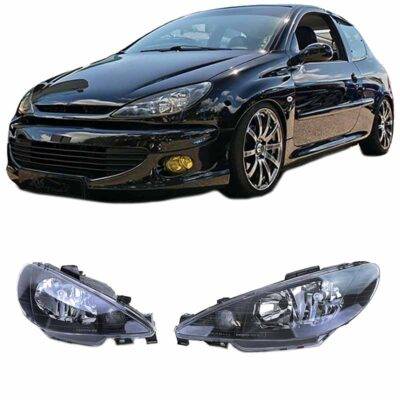 All in Point Μπροστινά Φανάρια Set Για Peugeot 206 98-13 Μαύρα Η7/Η7 Depo 0022826