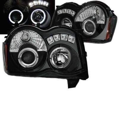 All in Point Μπροστινά Φανάρια Set Για Jeep Grand Cherokee 08-10 WK Angel Eyes & Led Μαύρα HB4/H1 Manual Sonar 0022964
