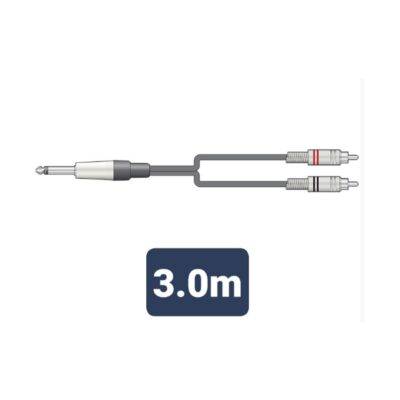 All in point Κολωνου 1 Περιστερι - M6J-2R300 Καλώδιο Ήχου 6.3mm Mono Jack Plug - 2 x  RCA Plugs 3m (Τεμάχιο) M6J-2R300