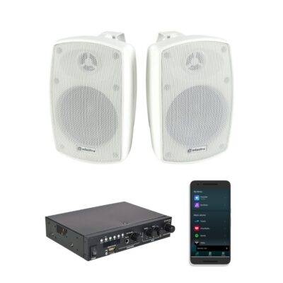 All in point Κολωνου 1 Περιστερι - Adastra 2*BH4+A200 Πακέτο με 2 Αδιάβροχα Ηχεία 4'' και Ενισχυτή με Bluetooth Λευκό (Σετ) 2*BH4+A200